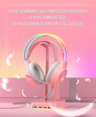 Onikuma X15 PRO Gamer Fejhallgató - Pink