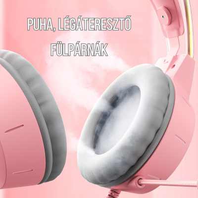 Onikuma X15 PRO Gamer Fejhallgató - Pink - Cicafüles