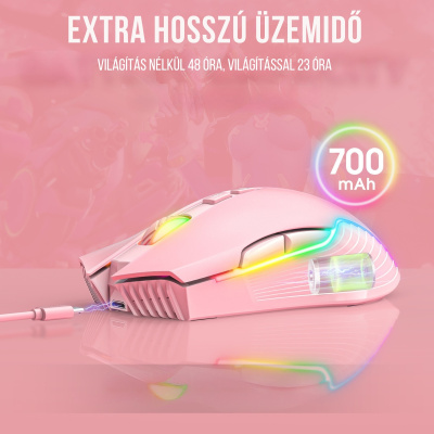 Onikuma CW905 2.4G Vezeték nélküli Gamer egér - Pink