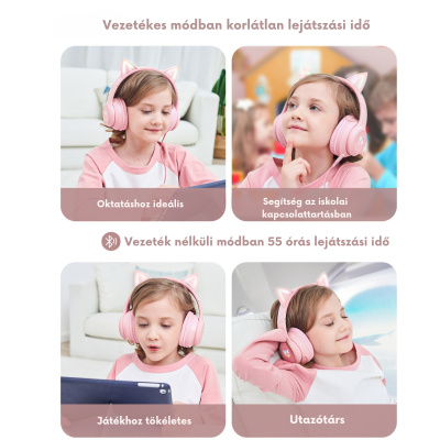 Onikuma B90 Vezeték nélküli Gamer headset - Pink - Cicafüles