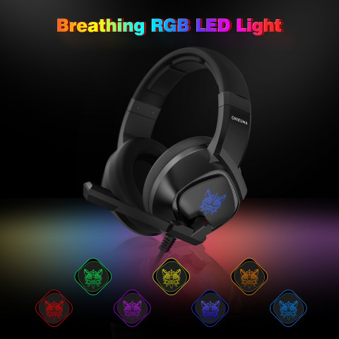 Onikuma K19 RGB Gamer headset - Fekete