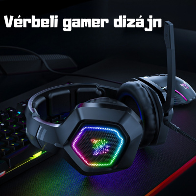 Onikuma K10 RGB Gamer Fejhallgató - Fekete