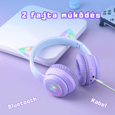 Onikuma B90 Vezeték nélküli Gamer headset - Lila - Cicafüles