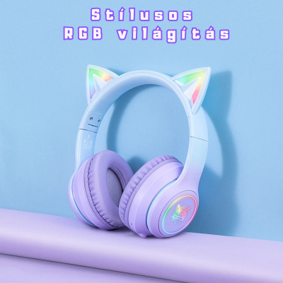 Onikuma B90 Vezeték nélküli Gamer headset - Lila - Cicafüles