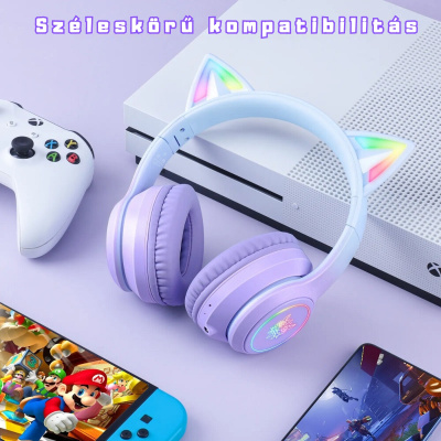 Onikuma B90 Vezeték nélküli Gamer headset - Lila - Cicafüles