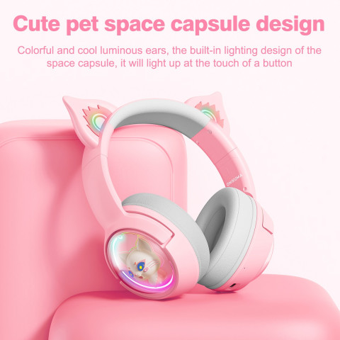 Onikuma B5 Vezeték nélküli Gamer headset - Pink - Cicafüles