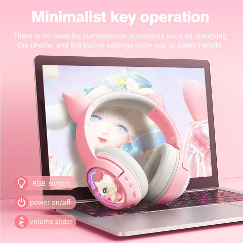 Onikuma B5 Vezeték nélküli Gamer headset - Pink - Cicafüles