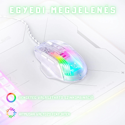 Onikuma CW923 RGB Átlátszó Gamer Egér