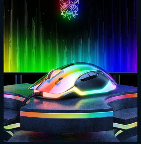 Onikuma CW925 RGB Átlátszó Gamer Egér - Színes