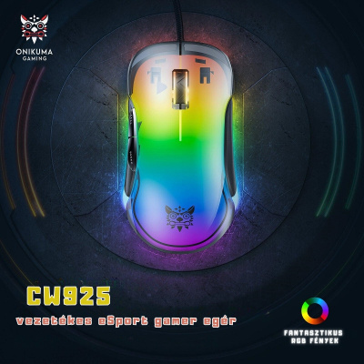 Onikuma CW925 RGB Átlátszó Gamer Egér - Színes