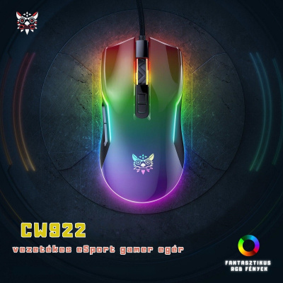 Onikuma CW922 RGB Gamer Egér - Fekete