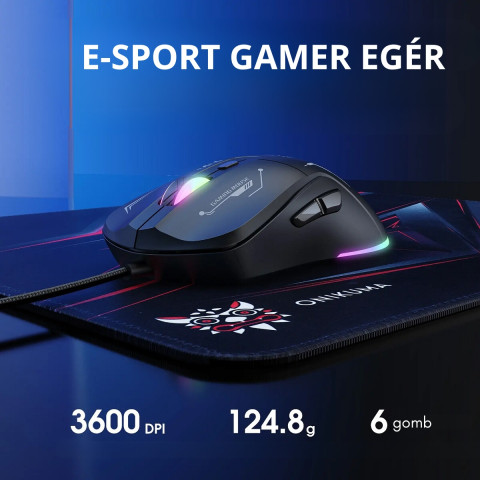 Onikuma CW917 RGB Gamer Egér - Fekete