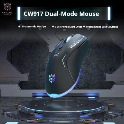 Onikuma CW917 Dual-Mode Vezeték Nélküli Gamer Egér - Fekete