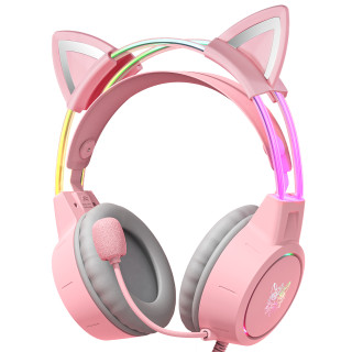 Onikuma X15 PRO Gamer Fejhallgató - Pink - Cicafüles