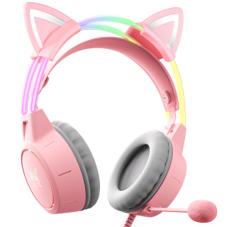 Onikuma X15 PRO Gamer Fejhallgató - Pink - Cicafüles