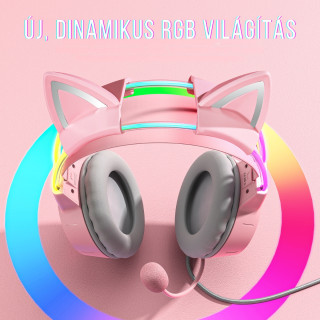 Onikuma X15 PRO Gamer Fejhallgató - Pink - Cicafüles