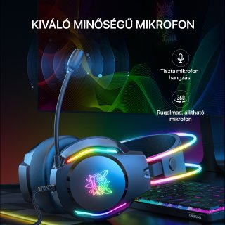 Onikuma X26 RGB Gamer Fejhallgató - Fekete