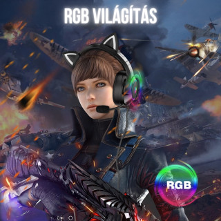 Onikuma K9 RGB Gamer Fejhallgató - Fekete - Cicafüles