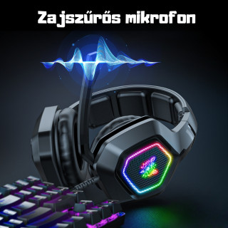 Onikuma K10 RGB Gamer Fejhallgató - Fekete