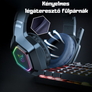 Onikuma K10 RGB Gamer Fejhallgató - Fekete