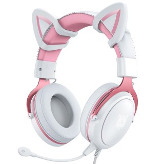 Onikuma X10 Fehér-Pink RGB Gamer Headset - Cicafüles