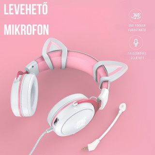 Onikuma X10 Fehér-Pink RGB Gamer Headset - Cicafüles