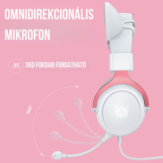 Onikuma X10 Fehér-Pink RGB Gamer Headset - Cicafüles