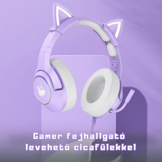 Onikuma K9 RGB Gamer Fejhallgató - Cicafüles