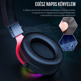 Onikuma X10 Fekete-Piros RGB Gamer Headset - Ördögszarvas