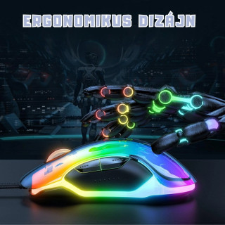 Onikuma CW925 RGB Átlátszó Gamer Egér - Színes