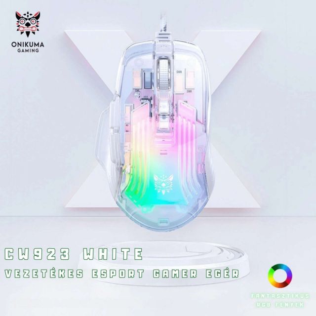 Onikuma CW923 RGB Átlátszó Gamer Egér