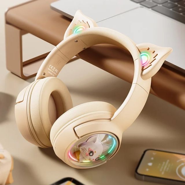 Onikuma B5 Vezeték nélküli Gamer headset - Bézs - Cicafüles