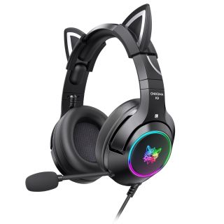 Onikuma K9 Cicafüles Gamer Headset, Stereo, Over-Ear, mikrofonos, cicafüles, RGB, 3.5mm jack, vezetékes