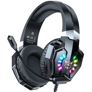 Onikuma X32 Gamer Fejhallgató - Fekete, Stereo, Over-Ear, mikrofonos, RGB, 3.5mm jack, vezetékes