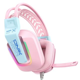 Onikuma X13 Vezetékes Gamer Fejhallgató RGB világítással - Pink